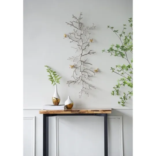 Kirkland's Home Silver Branches And Birds Metal Wall Plaque- Wall Plaques