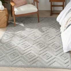 Kirkland's Home Silver Diamond Outdoor Area Rug, 6X9- Outdoor Rugs