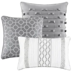 Kirkland's Home Silver Geometric Stripes 7-Pc. Queen Comforter Set- Comforters