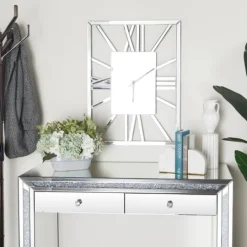 Kirkland's Home Silver Glass Frame Wall Clock- Clocks