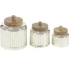Kirkland's Home Silver Glass Jars With Wooden Lids, Set Of 3- Decorative Bowls & Jars