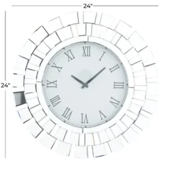 Kirkland's Home Silver Glass Mirror Abstract Wall Clock- Clocks