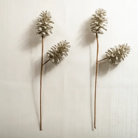 Kirkland's Home Silver Glittery Pinecone Floral Stem, Set Of 2- Stems & Bouquets