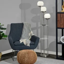 Kirkland's Home Silver Globe 3-Light Shelf Floor Lamp- Floor Lamps