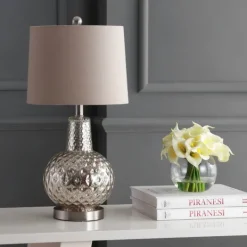 Kirkland's Home Silver Hammered Mercury Glass Table Lamp- Table Lamps
