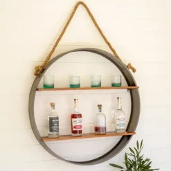 Kirkland's Home Silver Iron Round Hanging Wall Shelf- Shelves