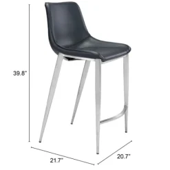 Kirkland's Home Silver Leather Counter Stools, Set Of 2- Bar Stools & Counter Height Stools