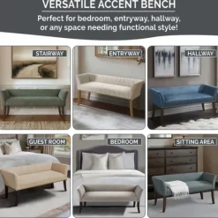 Kirkland's Home Silver Melinda Accent Bench- Benches & Ottomans