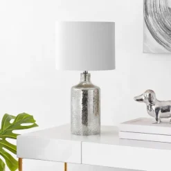 Kirkland's Home Silver Mercury Glass Cylinder Table Lamp- Table Lamps