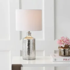 Kirkland's Home Silver Mercury Glass Cylinder Table Lamp- Table Lamps