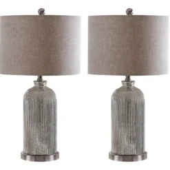 Kirkland's Home Silver Mercury Glass Ribbed Table Lamps, Set Of 2- Table Lamps
