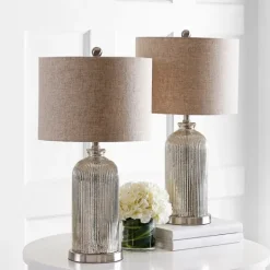 Kirkland's Home Silver Mercury Glass Ribbed Table Lamps, Set Of 2- Table Lamps