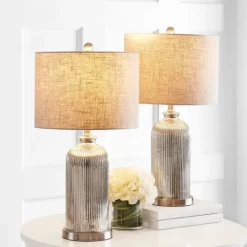 Kirkland's Home Silver Mercury Glass Ribbed Table Lamps, Set Of 2- Table Lamps