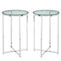 Kirkland's Home Silver Metal And Glass Accent Tables, Set Of 2- Accent & End Tables