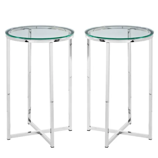 Kirkland's Home Silver Metal And Glass Accent Tables, Set Of 2- Accent & End Tables