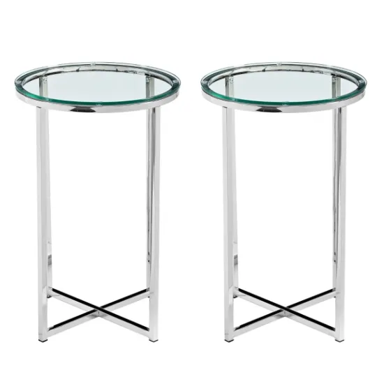 Kirkland's Home Silver Metal And Glass Accent Tables, Set Of 2- Accent & End Tables