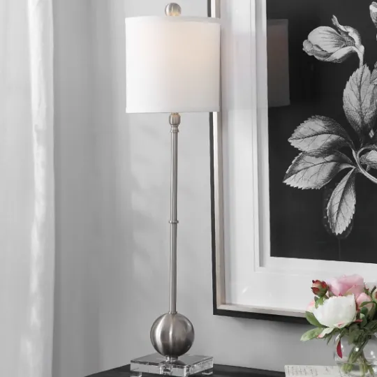 Kirkland's Home Silver Metal Globe Buffet Lamp- Buffet Lamps