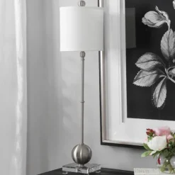 Kirkland's Home Silver Metal Globe Buffet Lamp- Buffet Lamps