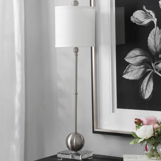 Kirkland's Home Silver Metal Globe Buffet Lamp- Buffet Lamps