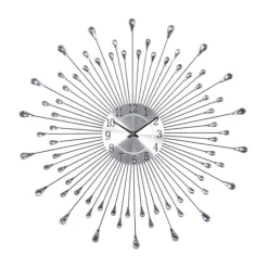 Kirkland's Home Silver Metal Sunburst Droplet Frame Clock- Clocks