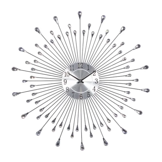 Kirkland's Home Silver Metal Sunburst Droplet Frame Clock- Clocks