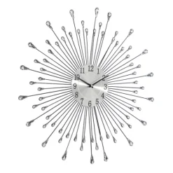 Kirkland's Home Silver Metal Sunburst Droplet Frame Clock- Clocks