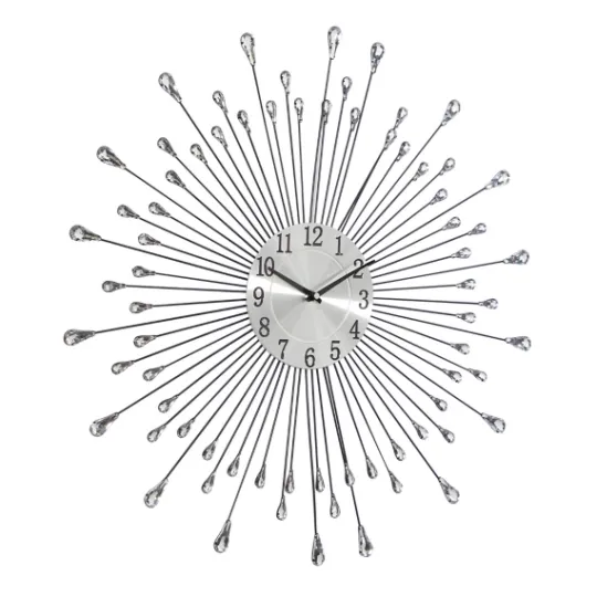 Kirkland's Home Silver Metal Sunburst Droplet Frame Clock- Clocks