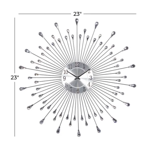 Kirkland's Home Silver Metal Sunburst Droplet Frame Clock- Clocks