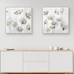 Kirkland's Home Silver Poppies 2-Pc. Canvas Art Print Set- Canvas Art
