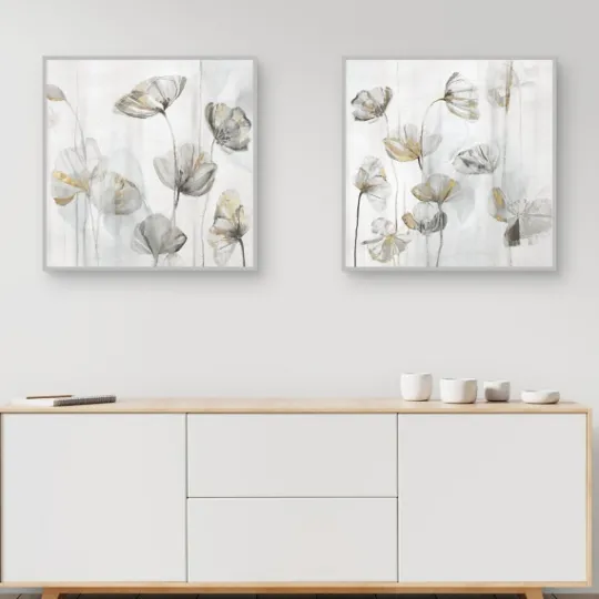 Kirkland's Home Silver Poppies 2-Pc. Canvas Art Print Set- Canvas Art