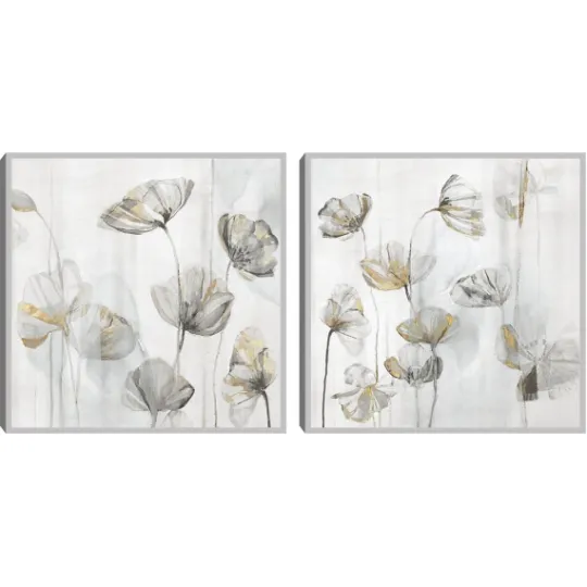 Kirkland's Home Silver Poppies 2-Pc. Canvas Art Print Set- Canvas Art