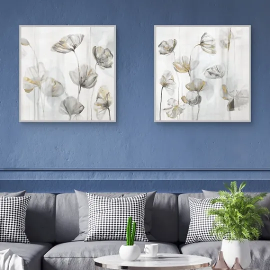 Kirkland's Home Silver Poppies 2-Pc. Canvas Art Print Set- Canvas Art