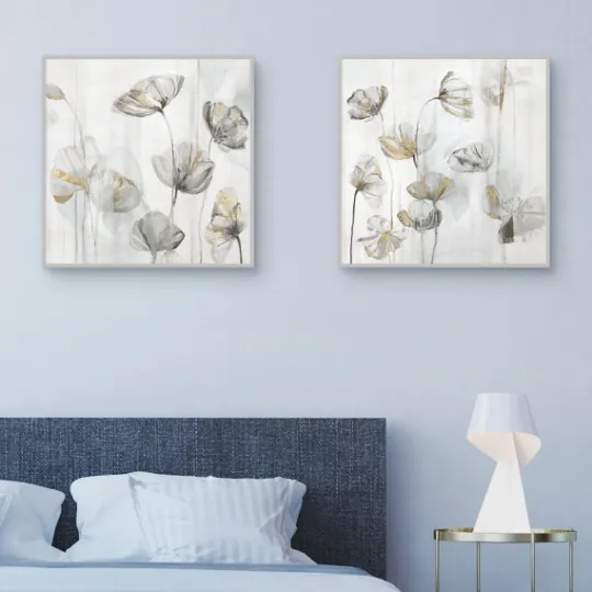 Kirkland's Home Silver Poppies 2-Pc. Canvas Art Print Set- Canvas Art