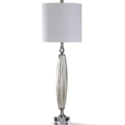 Kirkland's Home Silver Ribbed Glass Buffet Lamp- Buffet Lamps
