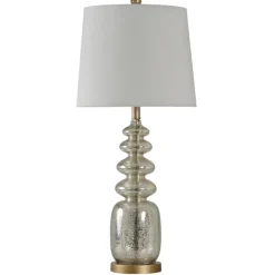 Kirkland's Home Silver Rounded Mercury Glass Table Lamp- Table Lamps