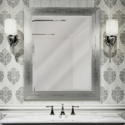Kirkland's Home Silver Textured Chrome Framed Wall Mirror- Framed Mirrors