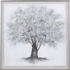 Kirkland's Home Silver Tree Rice Paper Framed Art Print- Framed Art