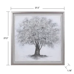 Kirkland's Home Silver Tree Rice Paper Framed Art Print- Framed Art