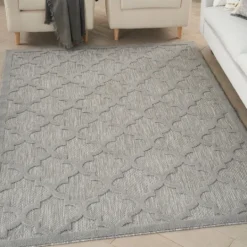 Kirkland's Home Silver Trellis Indoor/Outdoor Area Rug, 5X7- Outdoor Rugs