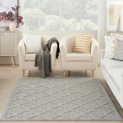Kirkland's Home Silver Trellis Indoor/Outdoor Area Rug, 5X7- Outdoor Rugs