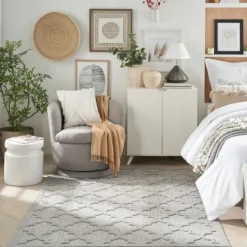 Kirkland's Home Silver Trellis Indoor/Outdoor Area Rug, 5X7- Outdoor Rugs