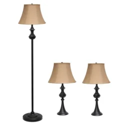 Kirkland's Home Simple Bronze Metal 3-Pc. Floor And Table Lamp Set- Table Lamps