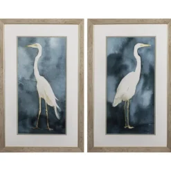 Kirkland's Home Simple Egret 2-Pc. Framed Wall Art Set- Framed Art