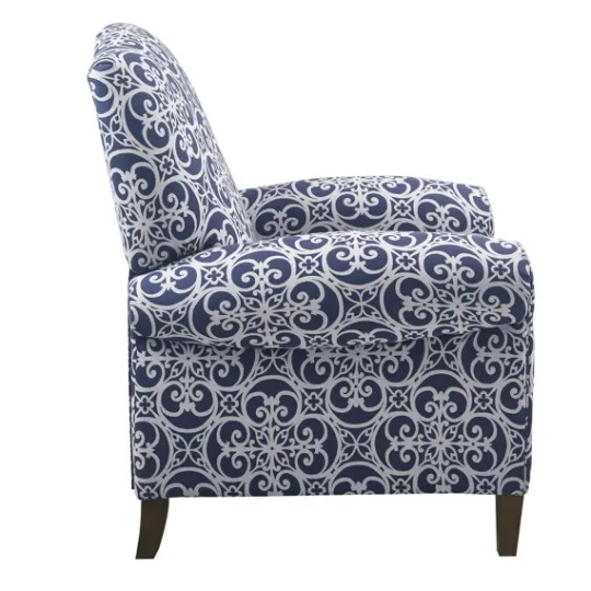 Kirkland's Home Sky Blue Fretwork Upholstered High Back Recliner- Accent Chairs