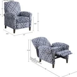 Kirkland's Home Sky Blue Fretwork Upholstered High Back Recliner- Accent Chairs