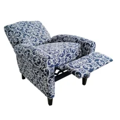 Kirkland's Home Sky Blue Fretwork Upholstered High Back Recliner- Accent Chairs