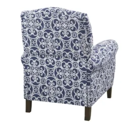 Kirkland's Home Sky Blue Fretwork Upholstered High Back Recliner- Accent Chairs