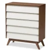 Kirkland's Home Slant Two-Tone Walnut 5-Drawer Chest- Dressers & Chests
