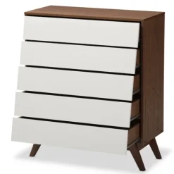 Kirkland's Home Slant Two-Tone Walnut 5-Drawer Chest- Dressers & Chests