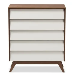 Kirkland's Home Slant Two-Tone Walnut 5-Drawer Chest- Dressers & Chests
